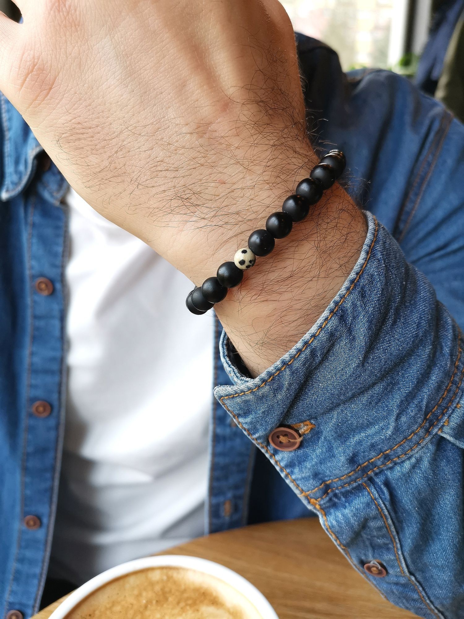 Zestaw Czarne z akcentem – bransoletka męska, Onyks