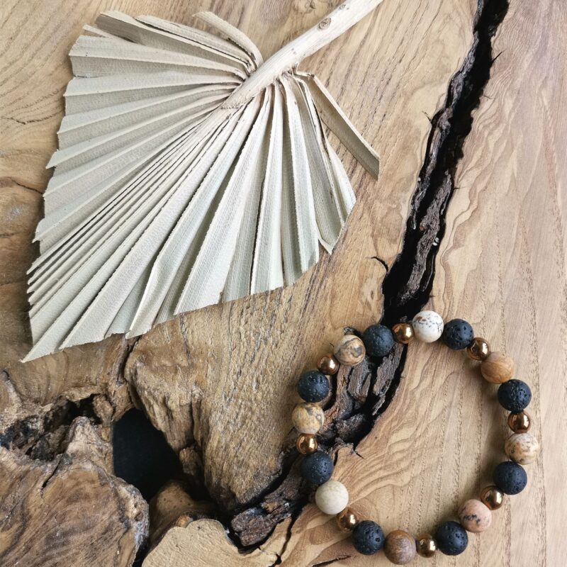 Bransoletka - Pustynna Noc - kamienie naturalne - Lawa wulkaniczna