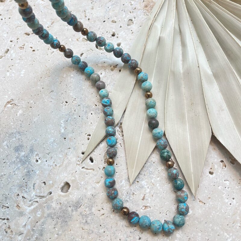 Naszyjnik męski "Blue Jasper" - Jaspis Niebieski, Hematyt