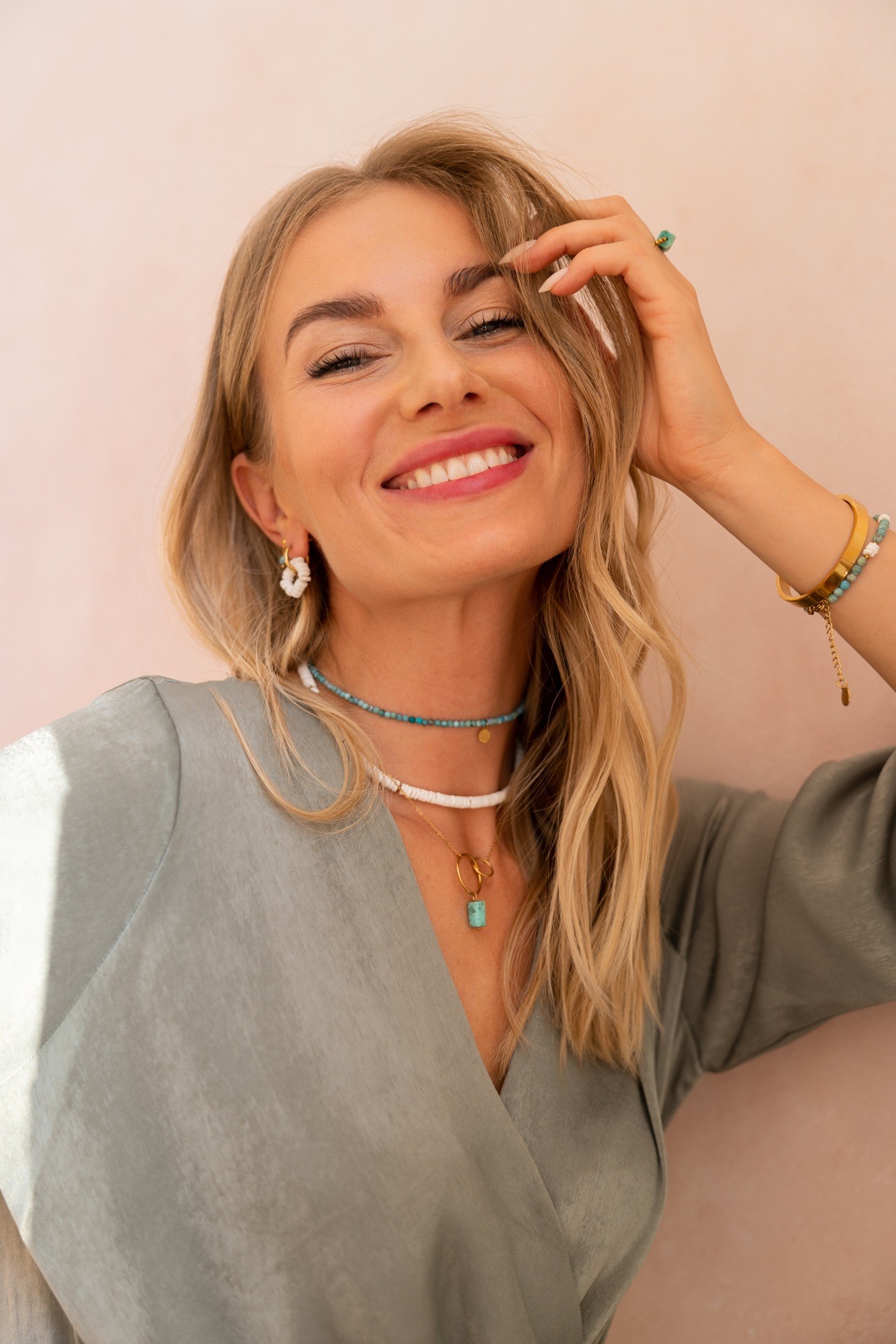 Pierścionek elastyczny ” Sea Jewels ” – Surowy Turkus