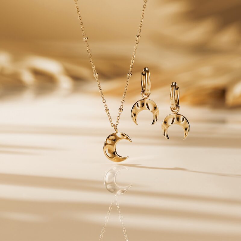 Kolczyki "Luna" - stal szlachetna pozłacana