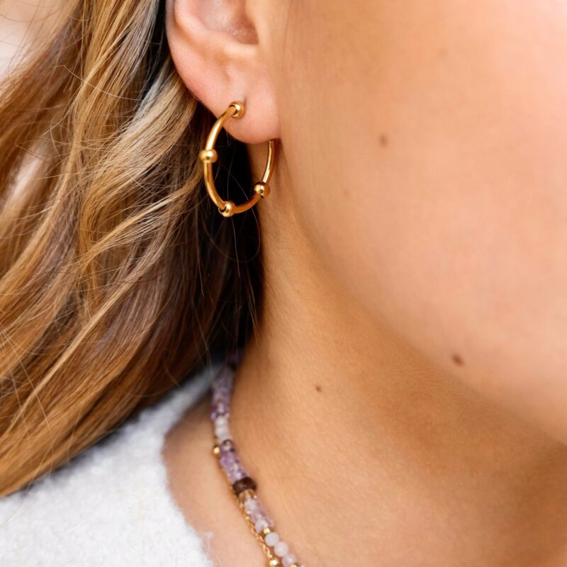 Kolczyki "Dots" - stal szlachetna pozłacana