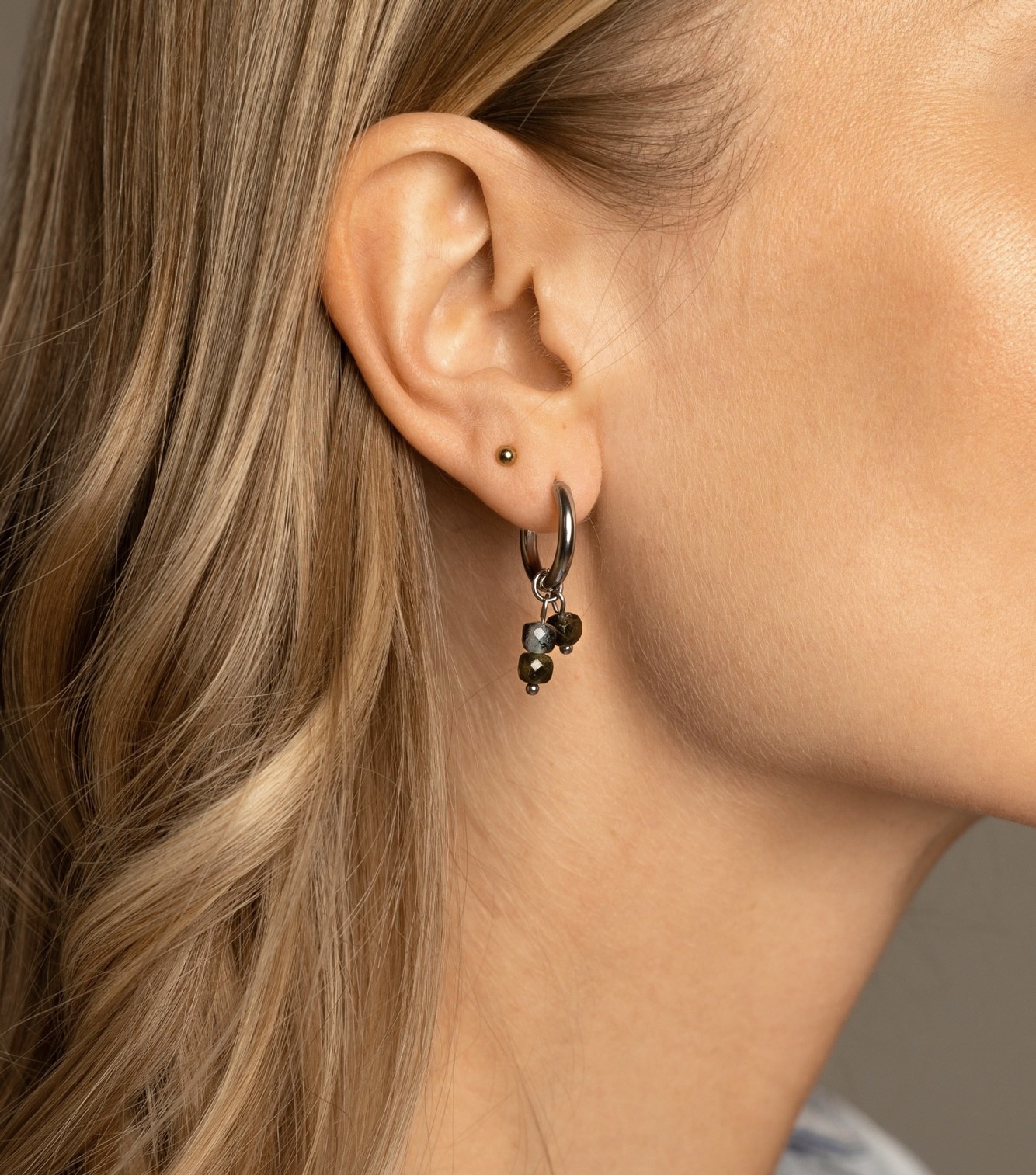 Kolczyki „Niebieski Turmalin” – kolczyki ze stali szlachetnej posrebrzanej