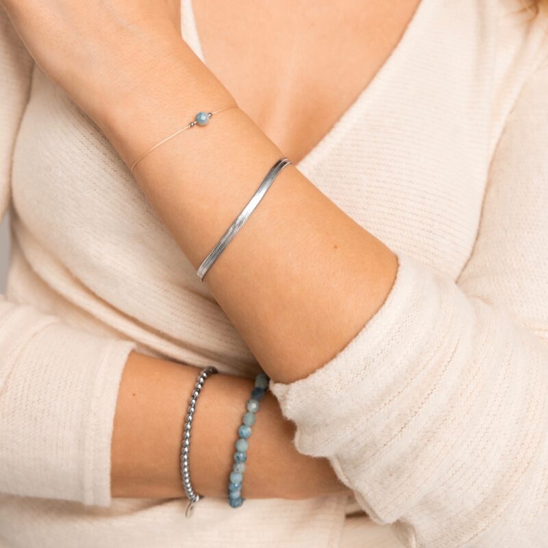 Bransoletka sznurkowa "Sky is the limit" - Akwamaryn