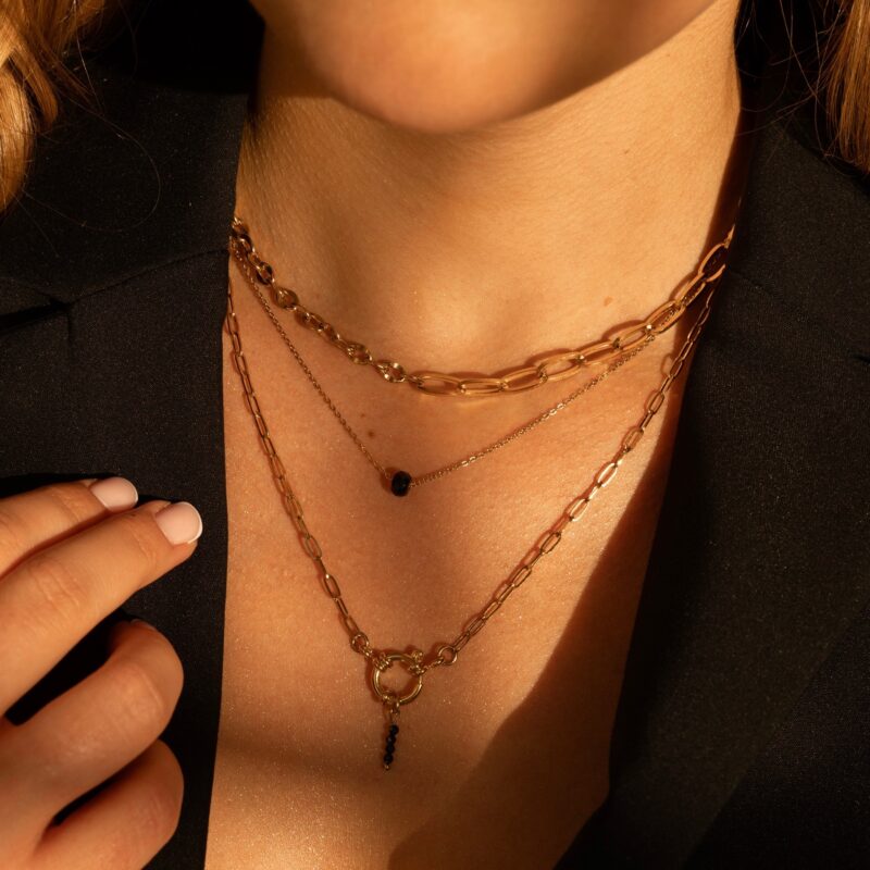 Naszyjnik "Federing, Turmalin " - stal szlachetna pozłacana