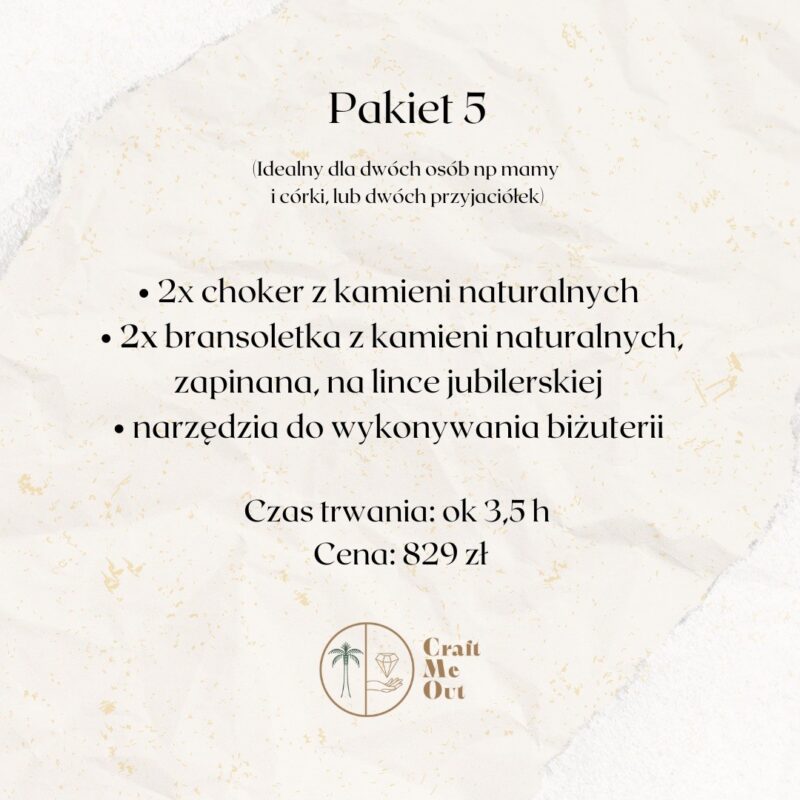 Warsztaty biżuteryjne DLA DWÓCH OSÓB - PAKIET 5