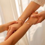 Zestaw bransoletek Mama córka "My moon" - Masa perłowa, Kamień słoneczny, Hematyt