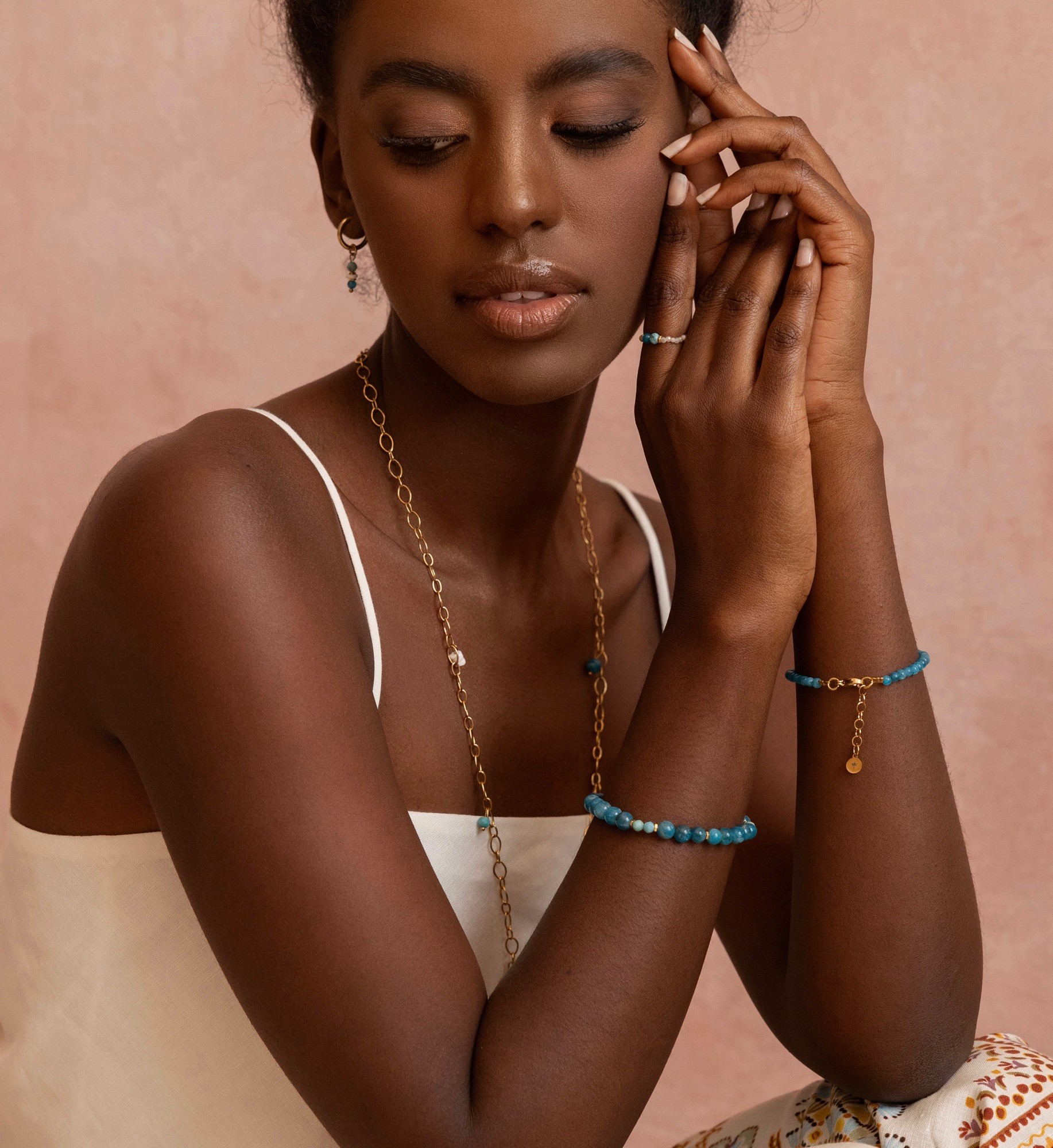 Bransoletka elastyczna „Zakyntos” – Apatyt, Turkus, Hematyt