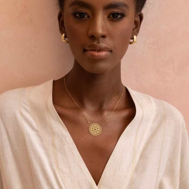 Naszyjnik "Mandala" - naszyjnik stal szlachetna pozłacana