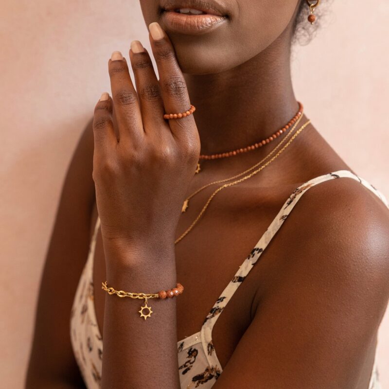 Bransoletka "Sahara dream chain" - Piasek pustyni, stal szlachetna