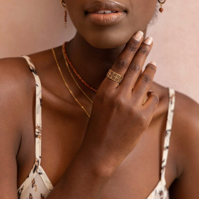 Pierścionek "Aztec Sahara" - pierścionek ze stali szlachetnej