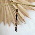 Brelok do kluczy - Black - Kwarc Dymny, Onyks, Granat, Hematyt, Awenturyn