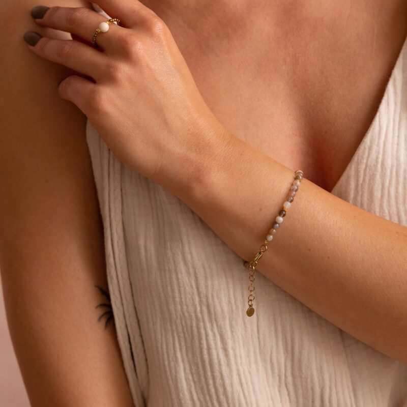 Bransoletka "Azulik" - Agat Botswana, Hematyt