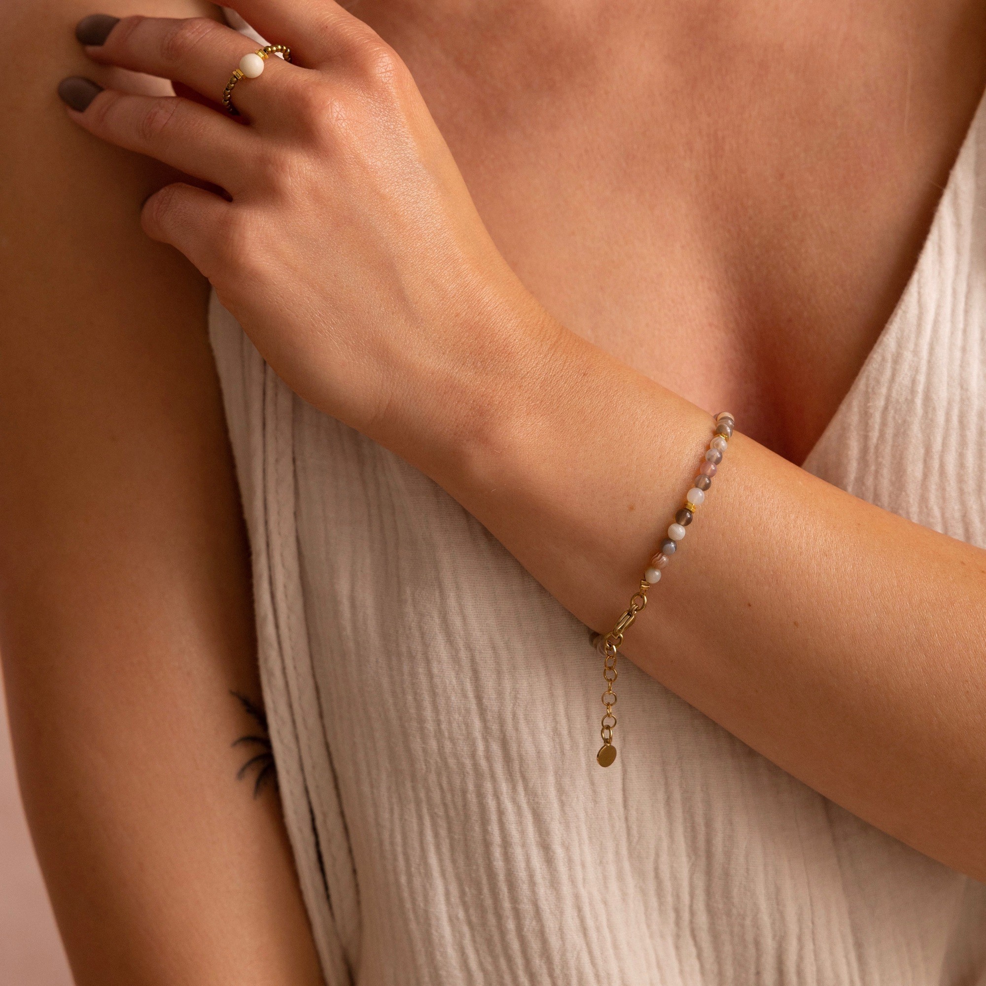 Bransoletka „Azulik” – Agat Botswana, Hematyt