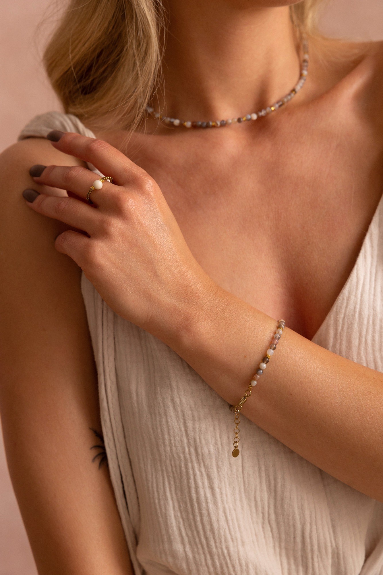 Bransoletka „Azulik” – Agat Botswana, Hematyt