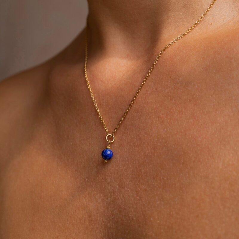 Naszyjnik zodiakalny - Strzelec - Lapis Lazuli - stal szlachetna pozłacana