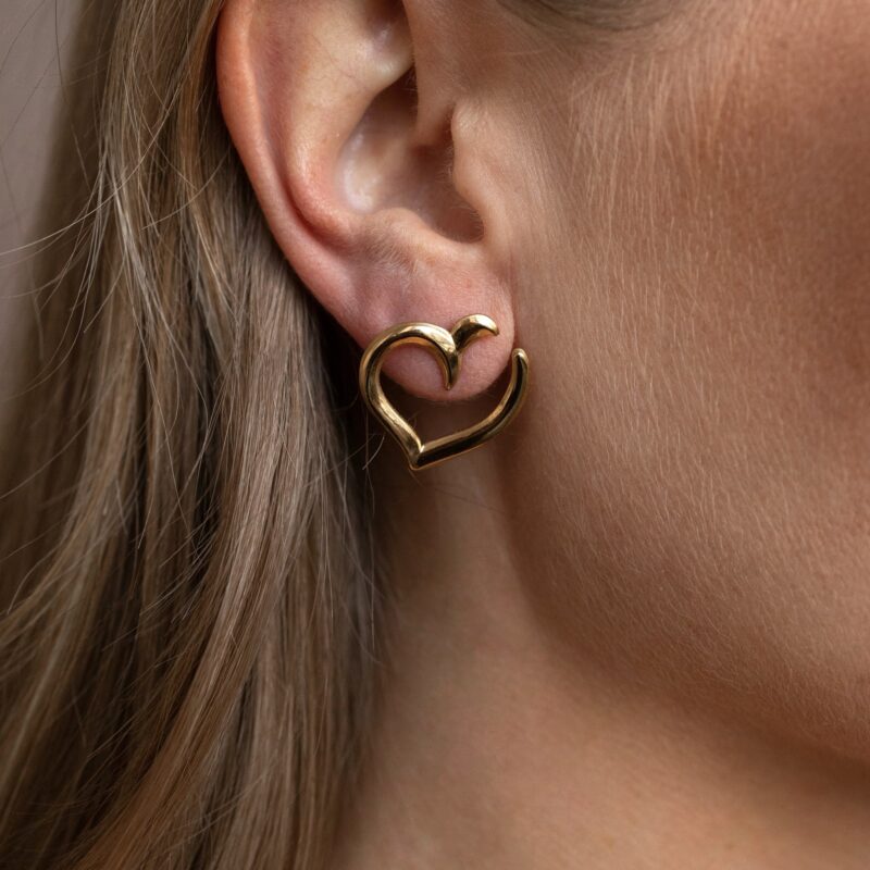 Kolczyki "Heart Twist" - stal szlachetna pozłacana