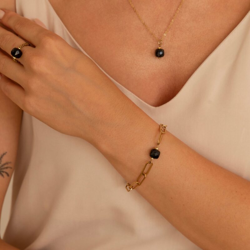 Bransoletka "Black Balance chain" - Czarny Agat