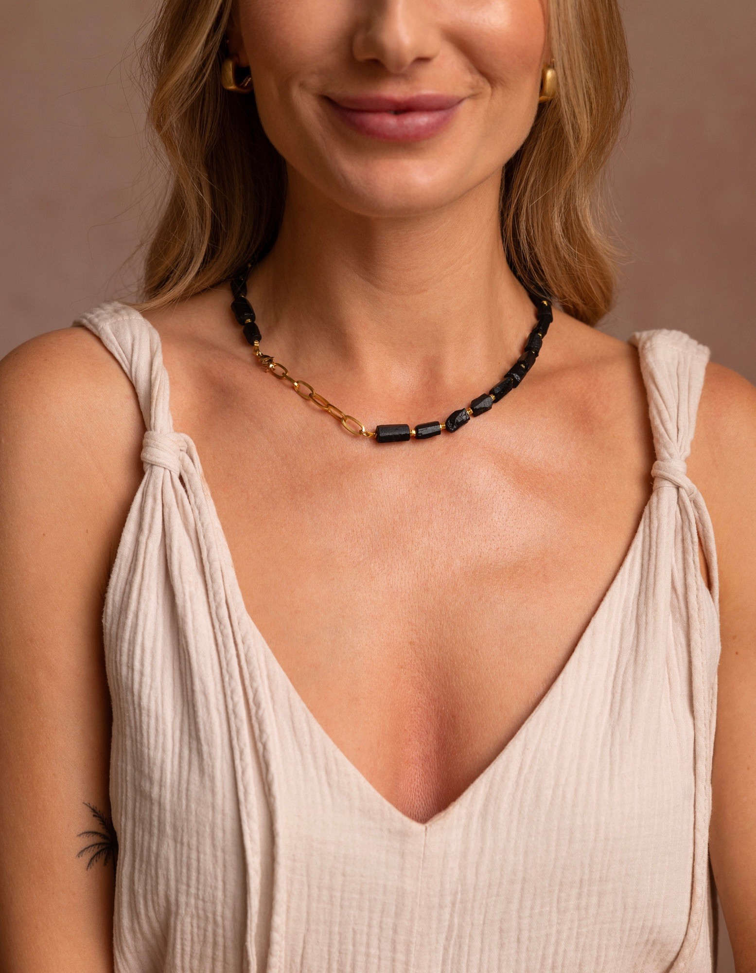 Naszyjnik Black Energy chain – Turmalin surowy, Hematyt