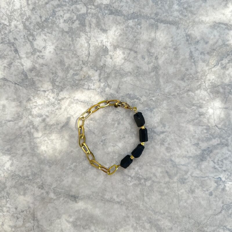 Bransoletka "Black Energy chain" - Turmalin surowy, Hematyt