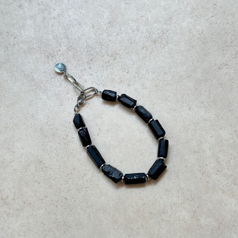 Bransoletka "Black Energy silver" - Turmalin czarny