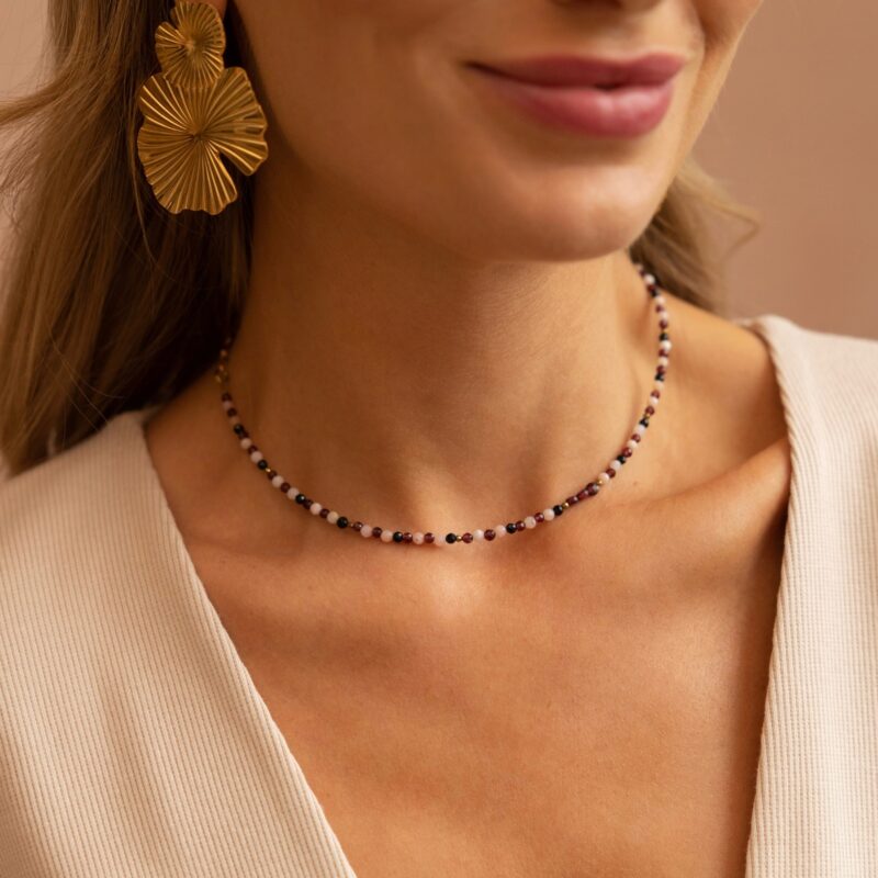 Choker "About you" - Opal peruwiański, Granat, Turmalin