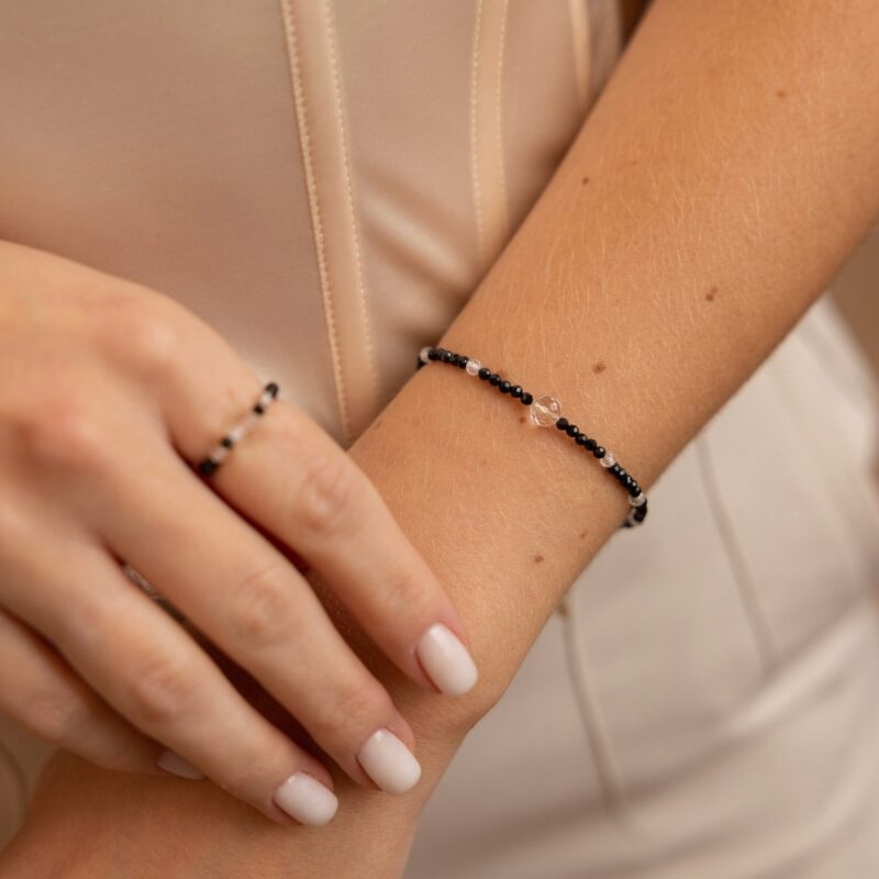 Bransoletka "Black festive" - Turmalin czarny, Kryształ górski