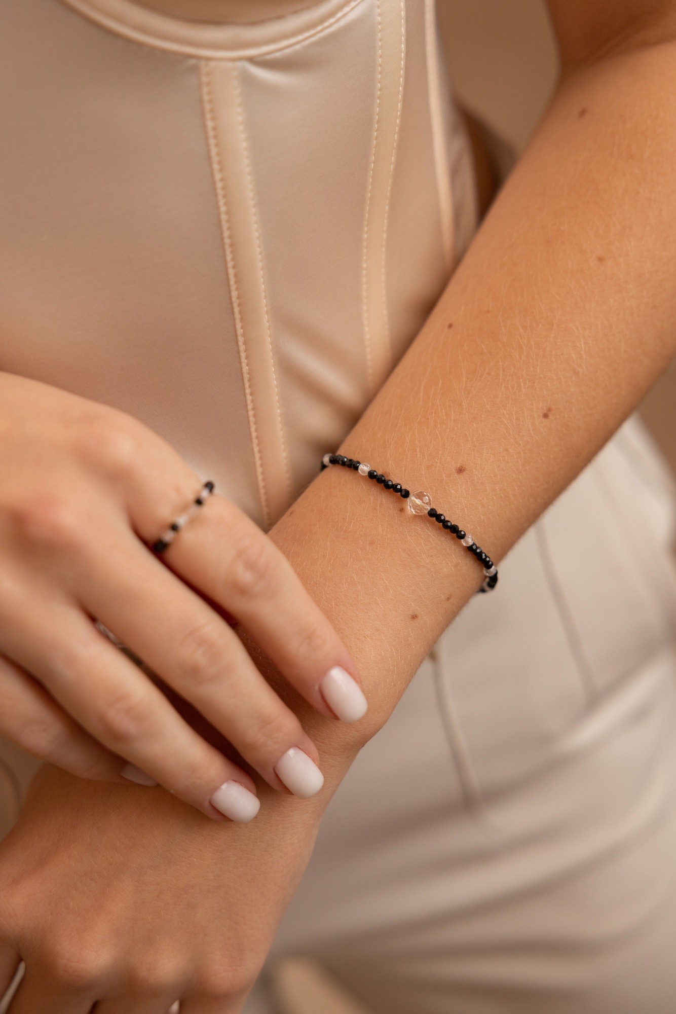 Bransoletka Black festive – Turmalin czarny, Kryształ górski