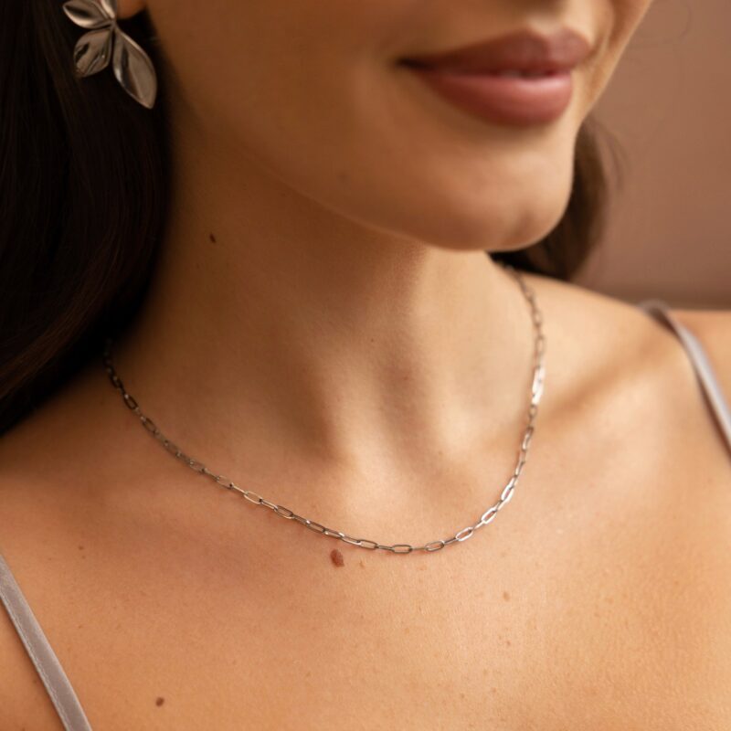 Naszyjnik "Chain" - silver - stal szlachetna