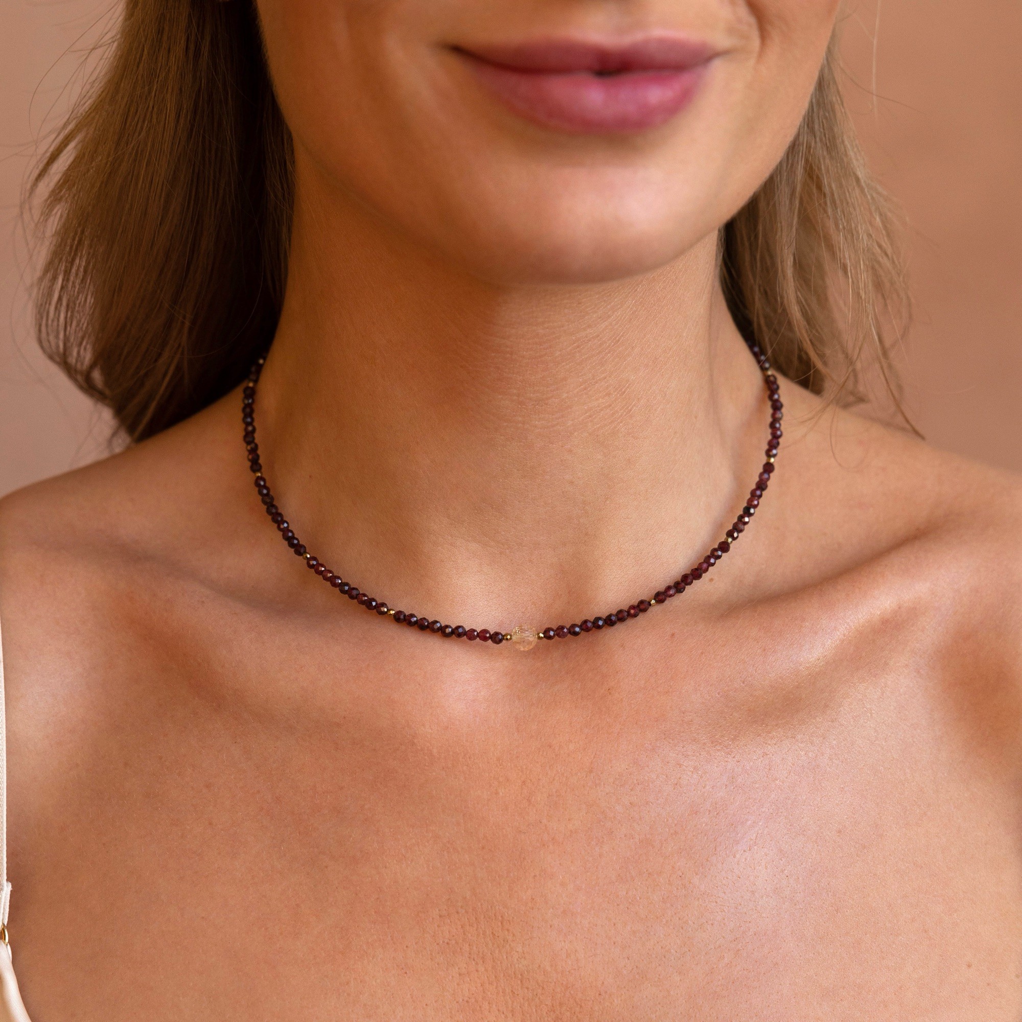 Choker Mulled wine – Granat, Cytryn, Hematyt