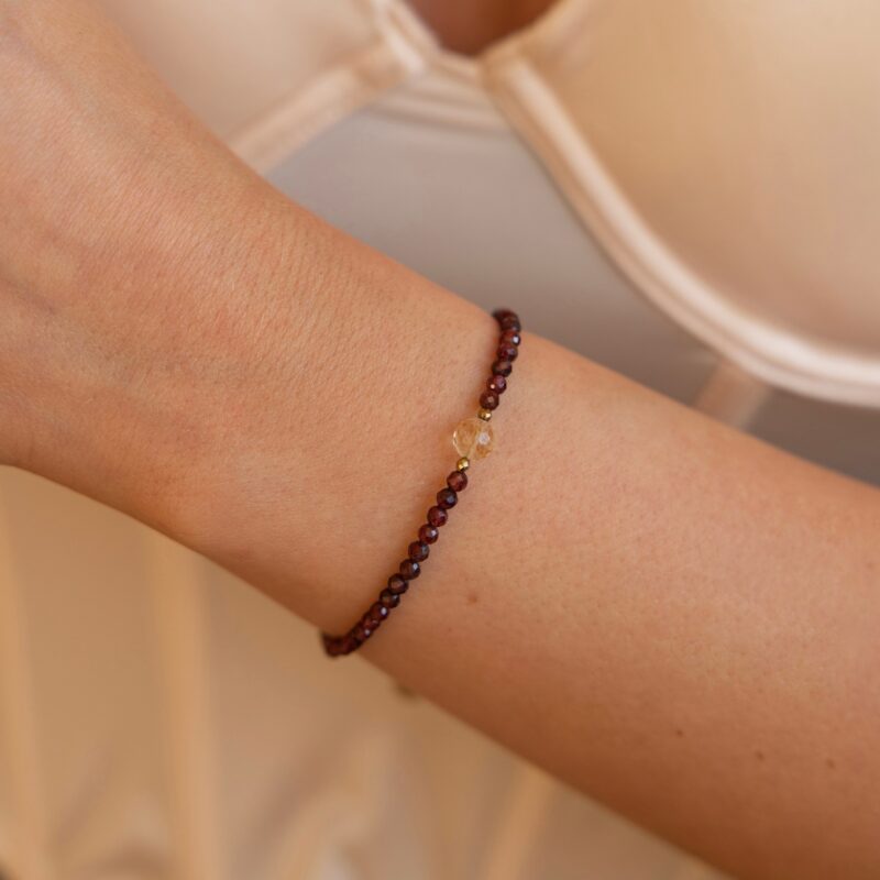 Bransoletka "Mulled wine" - Granat, Cytryn, Hematyt