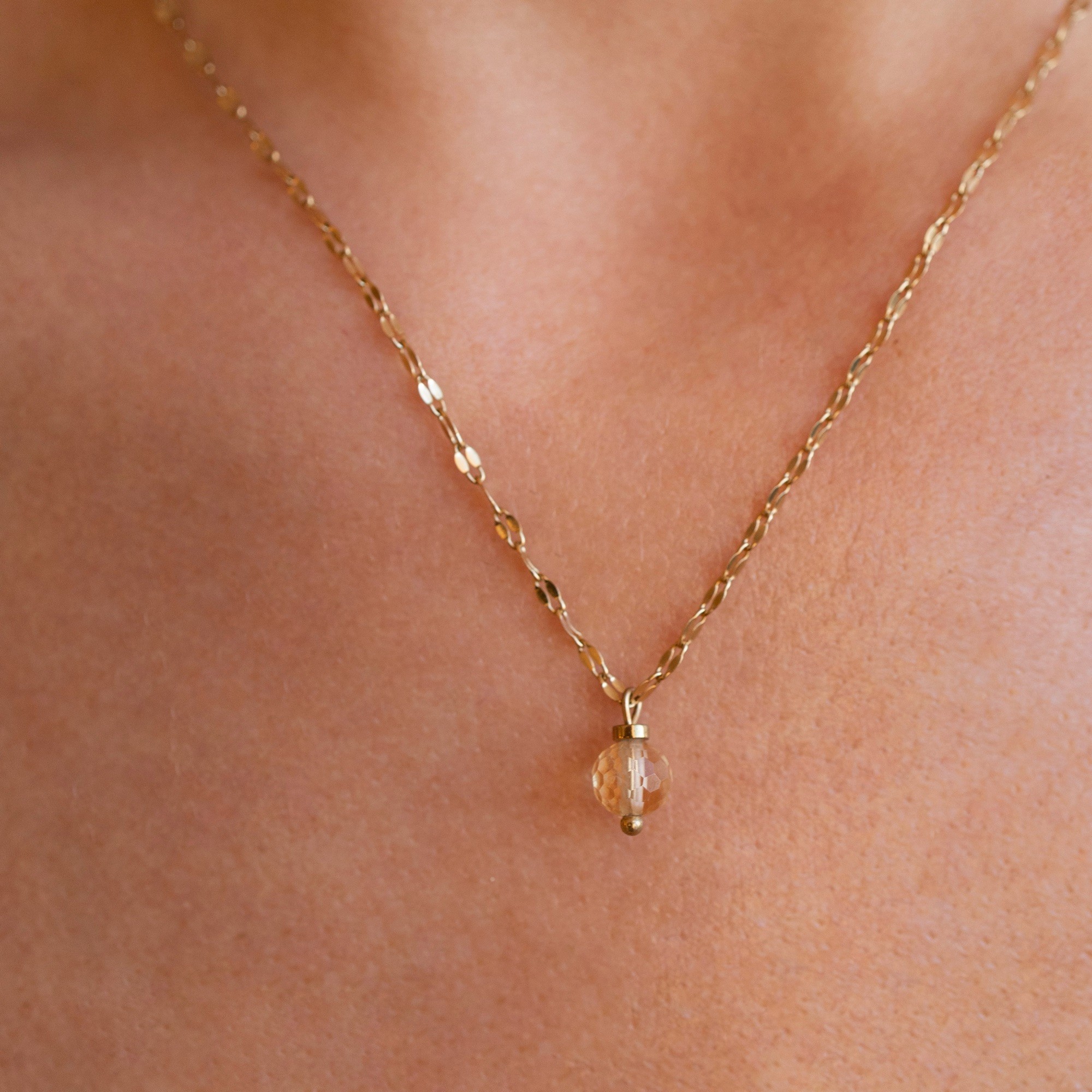 Naszyjnik Princess – Cytryn – stal szlachetna pozłacana