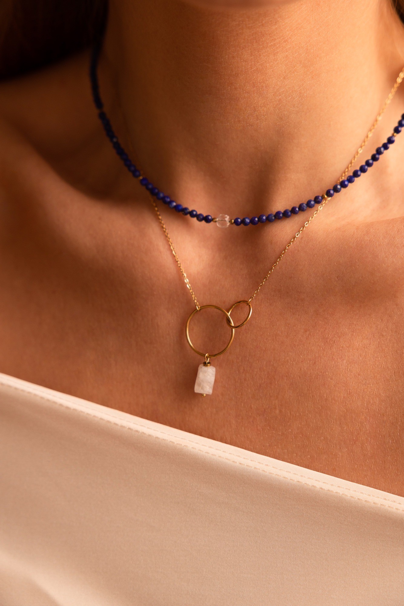 Naszyjnik typu choker True love – Lapis Lazuli, Kryształ górski