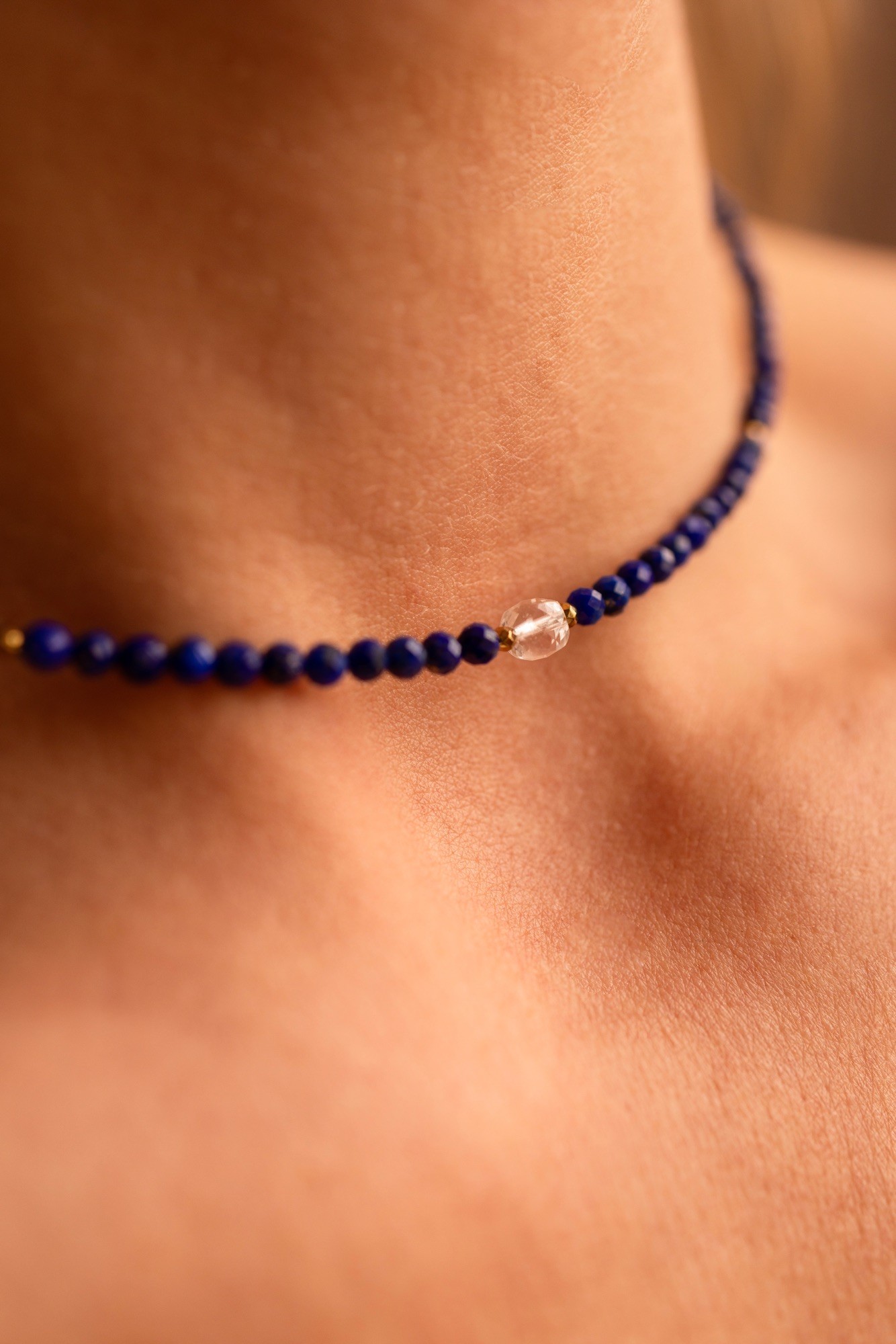 Naszyjnik typu choker True love – Lapis Lazuli, Kryształ górski