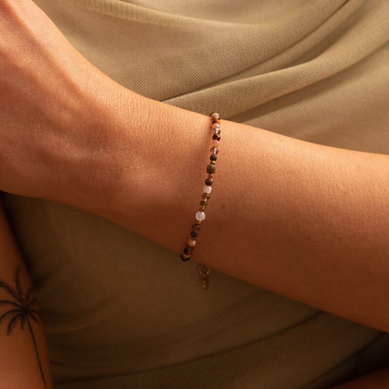 Bransoletka "Natural tone" - kamienie naturalne, stal szlachetna