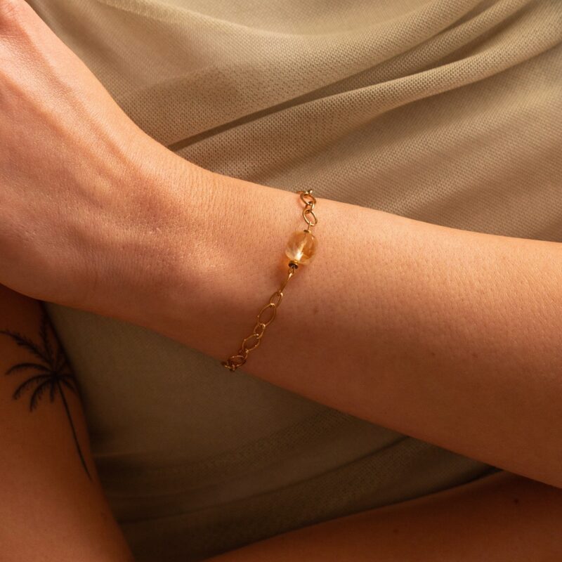 Bransoletka "Citrine power" - Cytryn, stal szlachetna