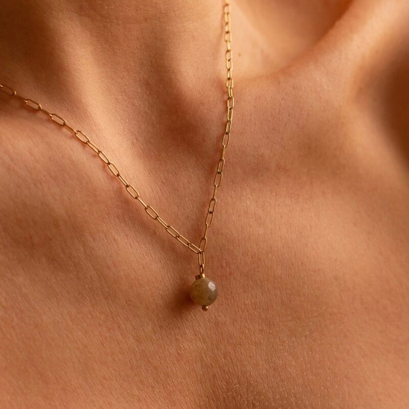 Naszyjnik "Bye bye chaos" - Labradoryt, stal szlachetna pozłacana