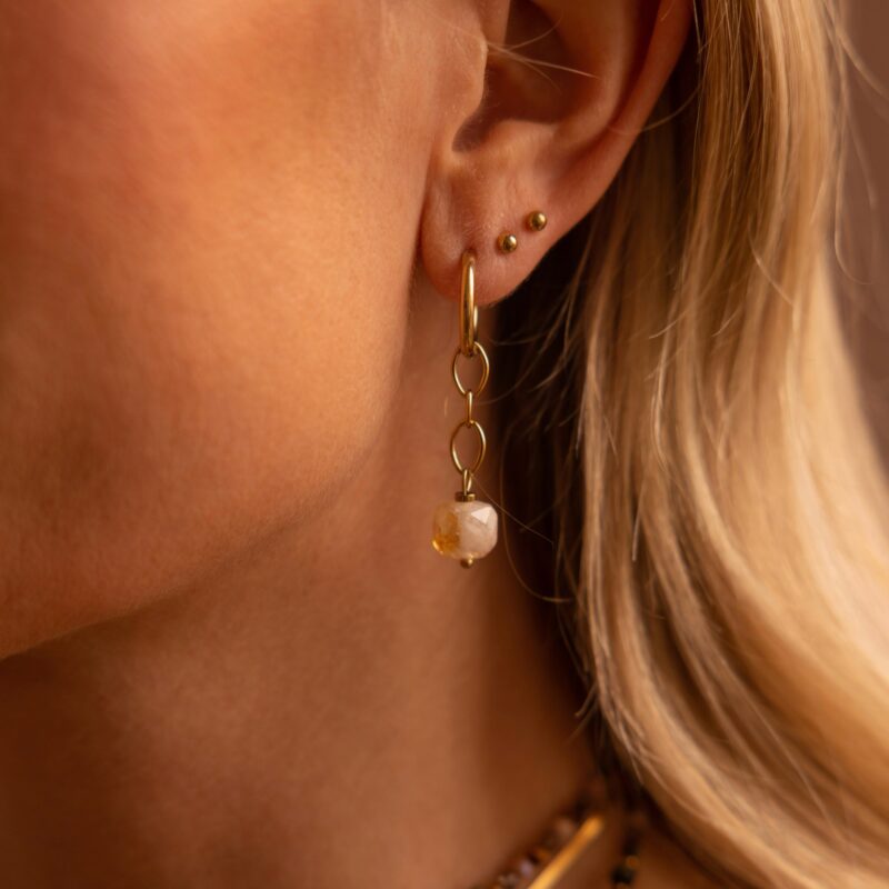 Kolczyki "Citrine power" - Cytryn, stal szlachetna