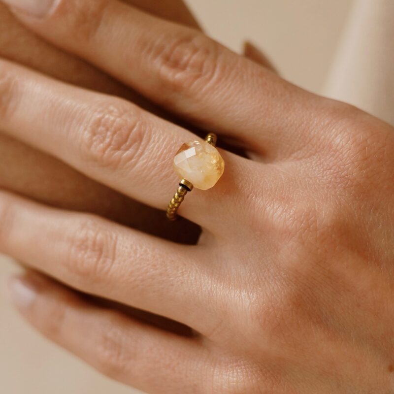 Pierścionek elastyczny Well being - Cytryn, Hematyt