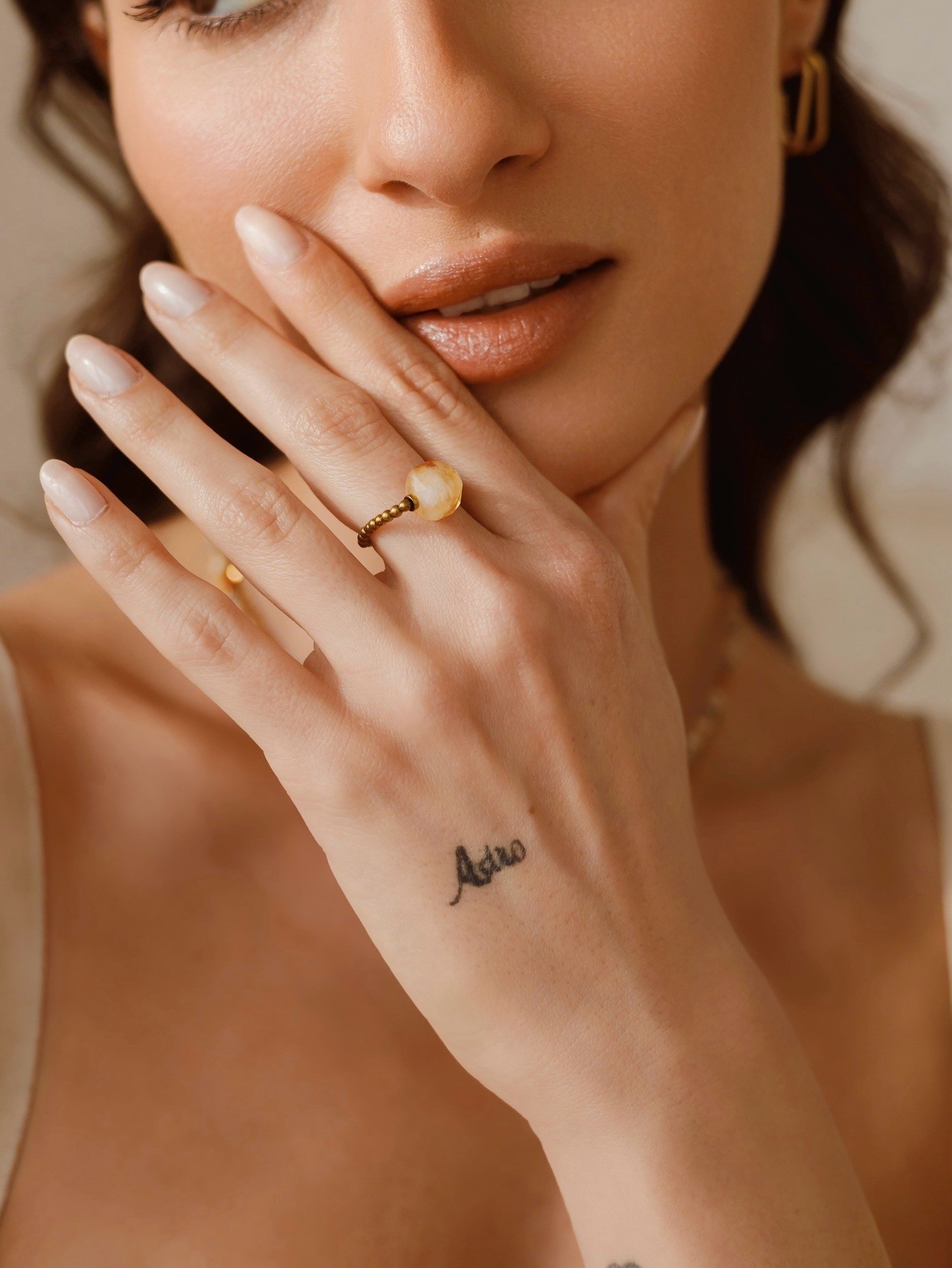 Pierścionek elastyczny Well being – Cytryn, Hematyt