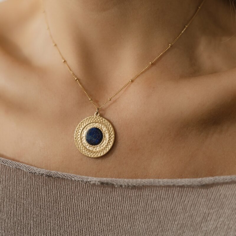 Naszyjnik " Lazuryt " - naszyjnik ze stali szlachetnej, Lapis Lazuli