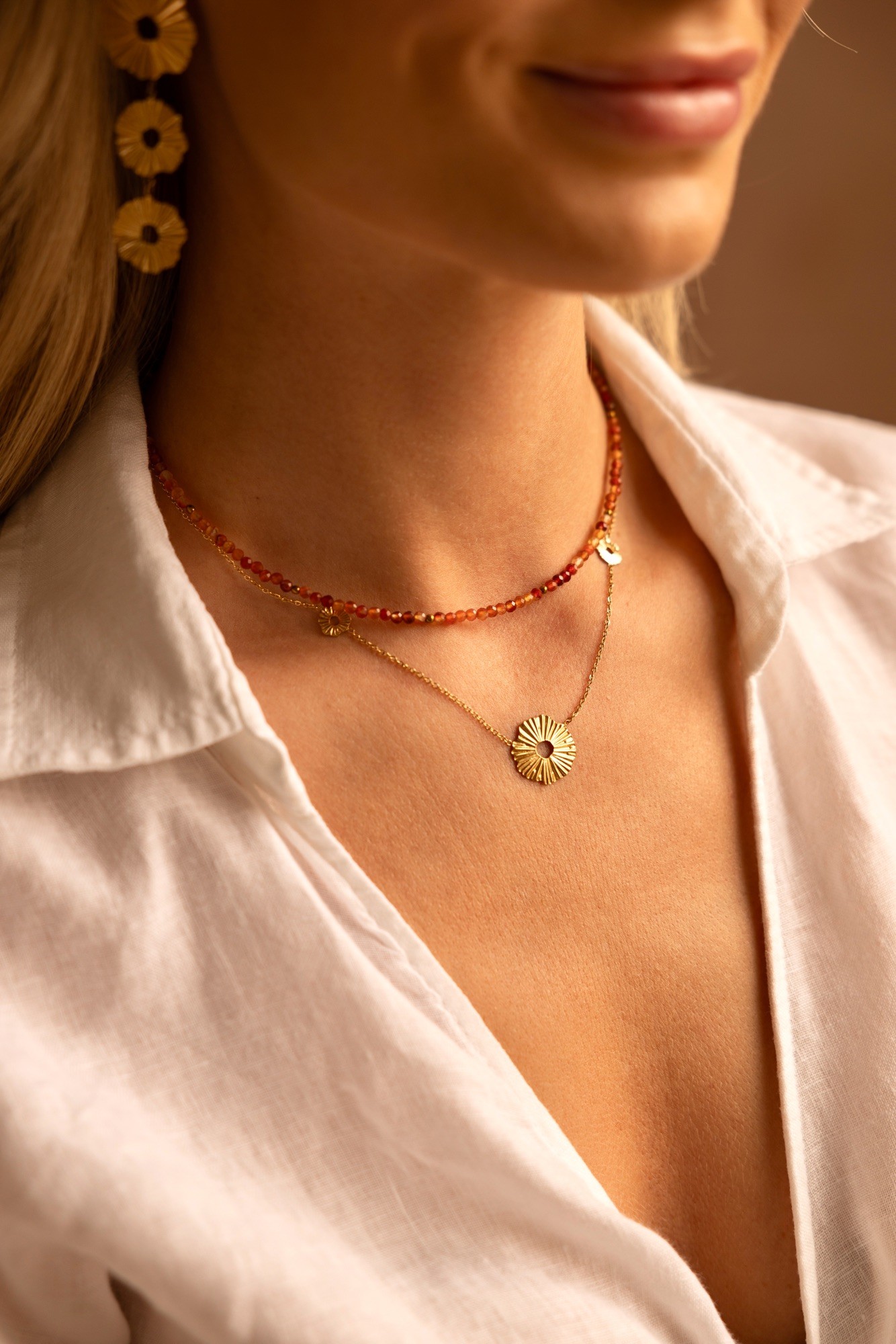 Naszyjnik „La Bella” – stal szlachetna pozłacana