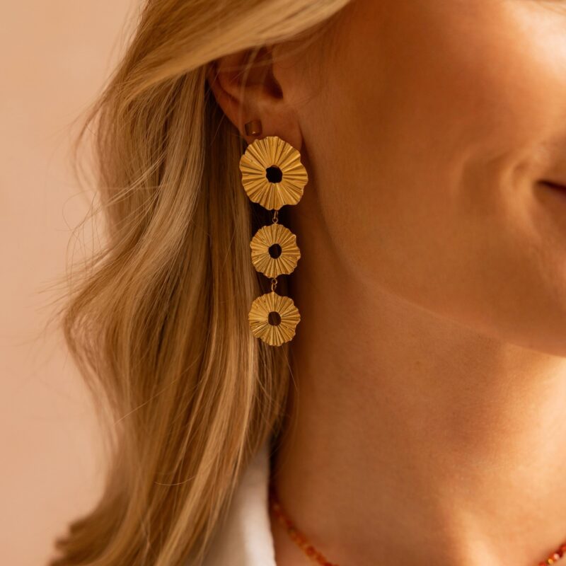 Wiszące kolczyki " La Bella " - stal szlachetna pozłacana