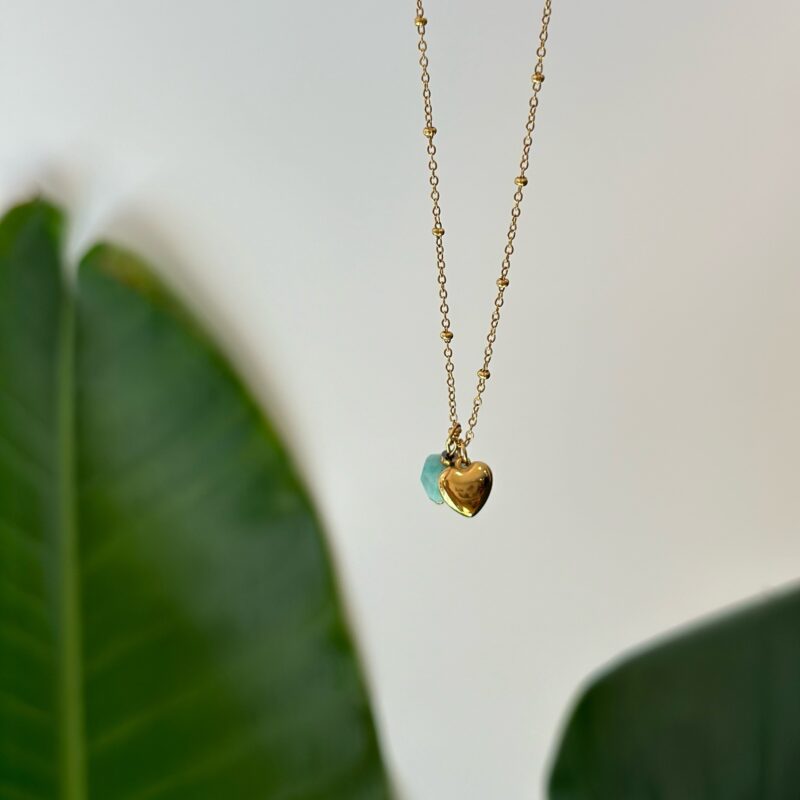 Łańcuszek z Amazonitem Mama - stal szlachetna