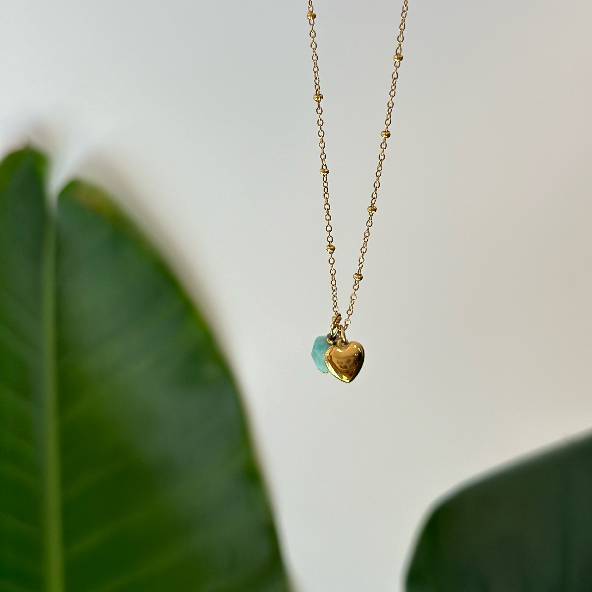 Łańcuszek z Amazonitem Mama – stal szlachetna