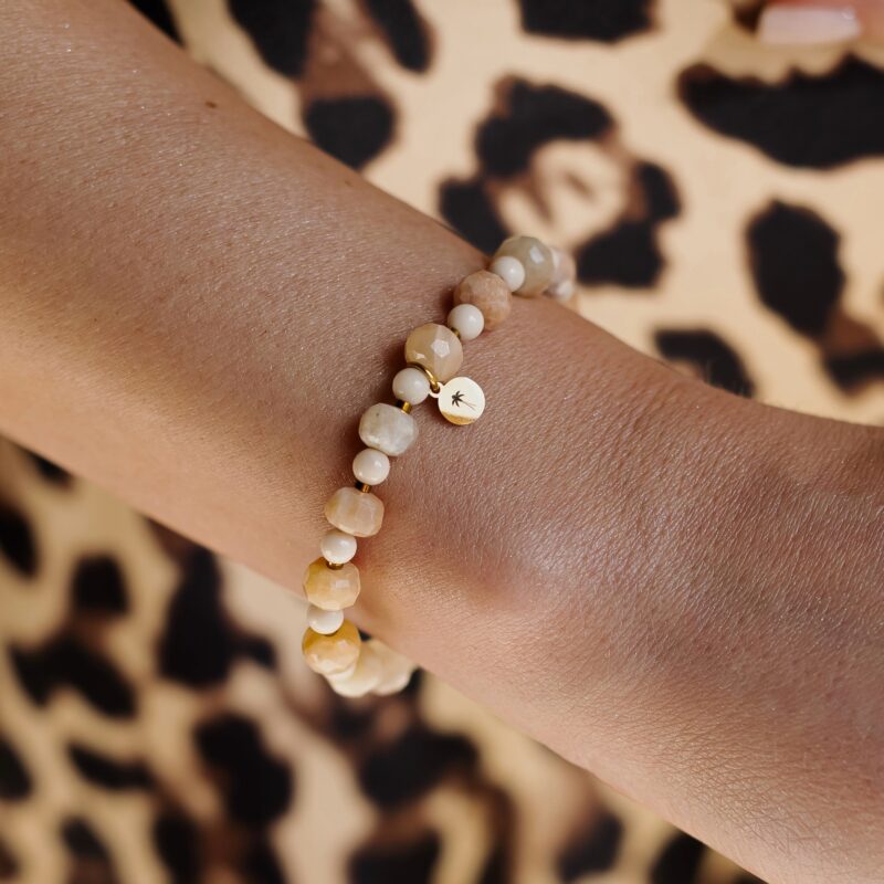 Bransoletka elastyczna "Hot wave" - Kamień słoneczny, Kamień rzeczny afrykański