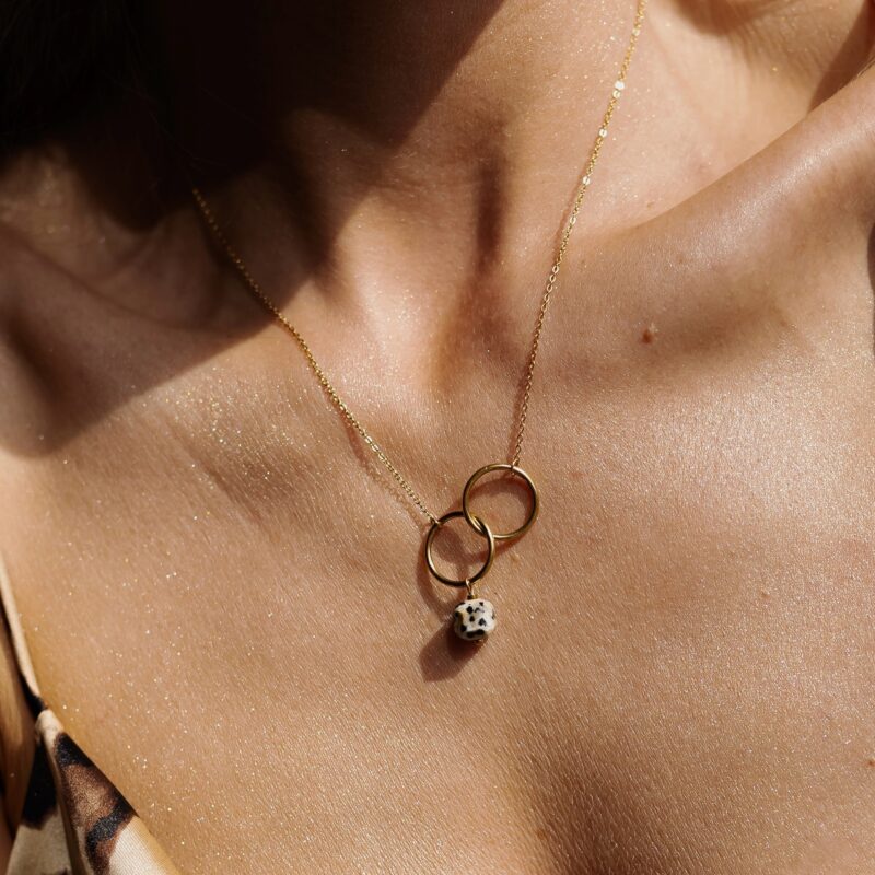 Łańcuszek koła "Hot wave" - Jaspis Dalmatyński