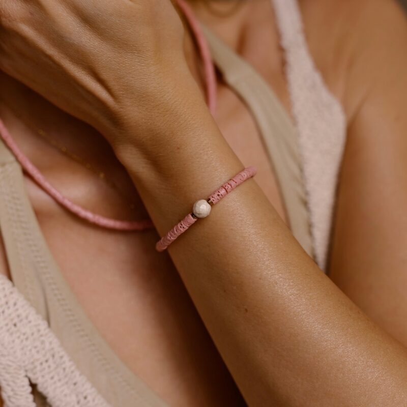 Bransoletka "Boho summer" - lawa wulkaniczna, kamień rzeczny afrykański