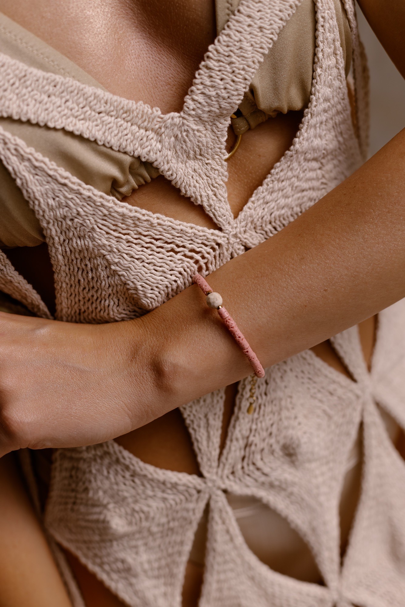 Bransoletka „Boho summer” – lawa wulkaniczna, kamień rzeczny afrykański