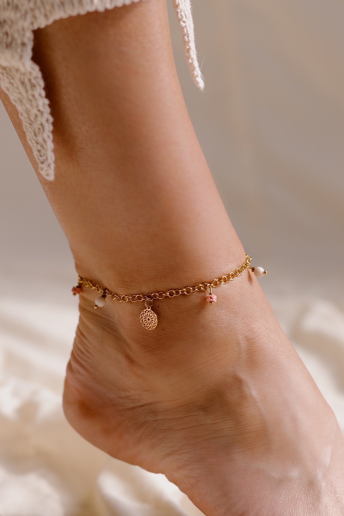 Bransoletka na nogę „Boho summer” – bransoletka ze stali szlachetnej